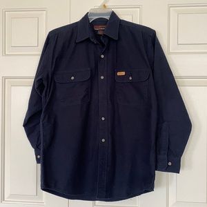 FiveBrother Men's Dark Blue Cotton Workwear Shirt Size M
